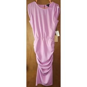 NWT Nordstrom Halogen Dress gatherd midi cap sleeve ruched LilyPurple XS Bodycon